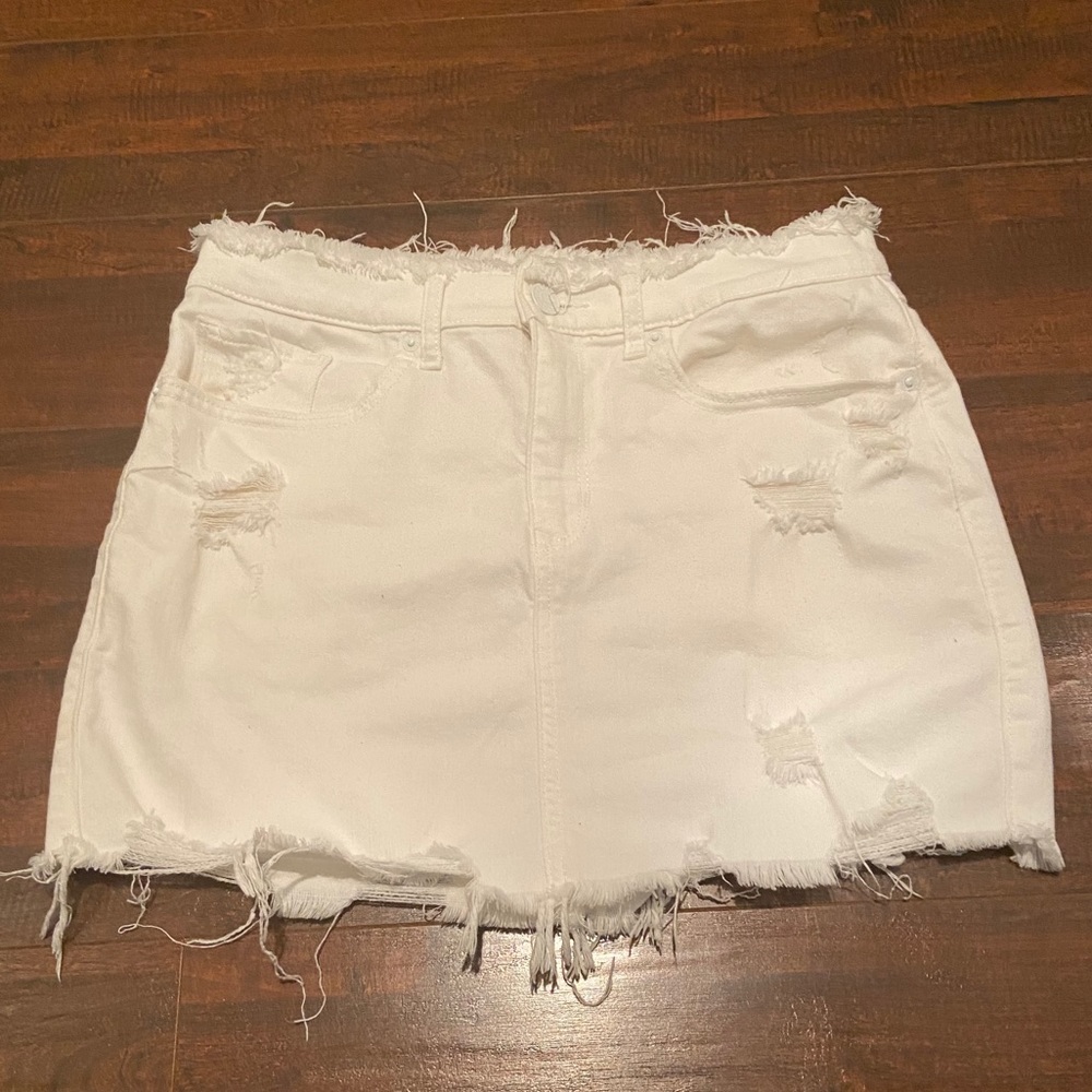 white Express denim skirt